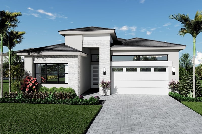 Modern exterior elevation of the Amalfi home design at The Estates at NOMAR