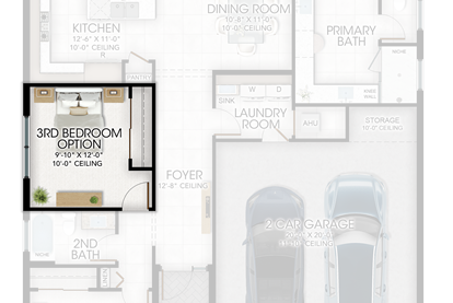 Optional 3rd Bedroom in lieu of Den