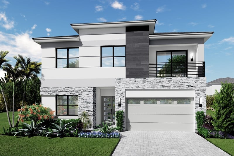 Mykonos model home front elevation at The Estates at NOMAR West Palm Beach