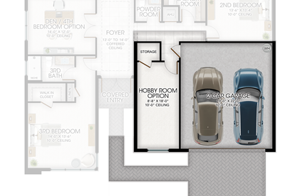Hobby Room in lieu of 1 Car Garage
