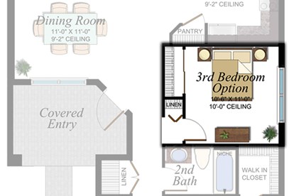 3rd Bedroom in lieu of Den