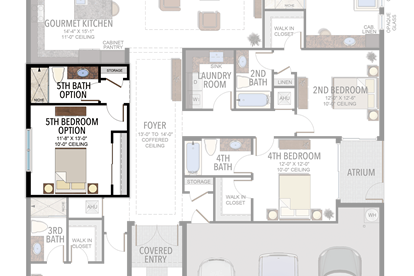 5th Bedroom &5th Bathroom in lieu of Den & Powder Room