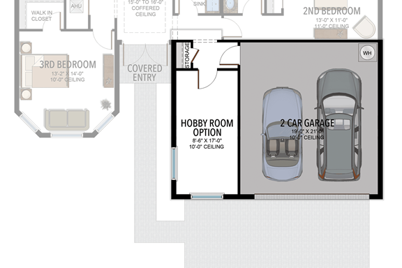 Hobby Room & 2 Car Garage in lieu of 3 Car Garage