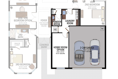 Hobby Room & Alternate Laundry Room with 2 Car Garage in lieu of 3 Car Garage