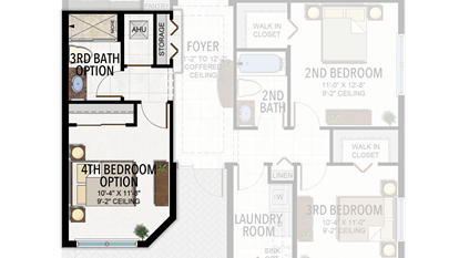 4th Bedroom & 3rd Bathroom in lieu of Den & Powder Room