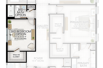 3rd Bed/3rd Bath in lieu of Den and Powder Room