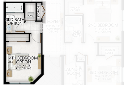 4th Bedroom & 3rd Bathroom in lieu of Den & Powder Room 