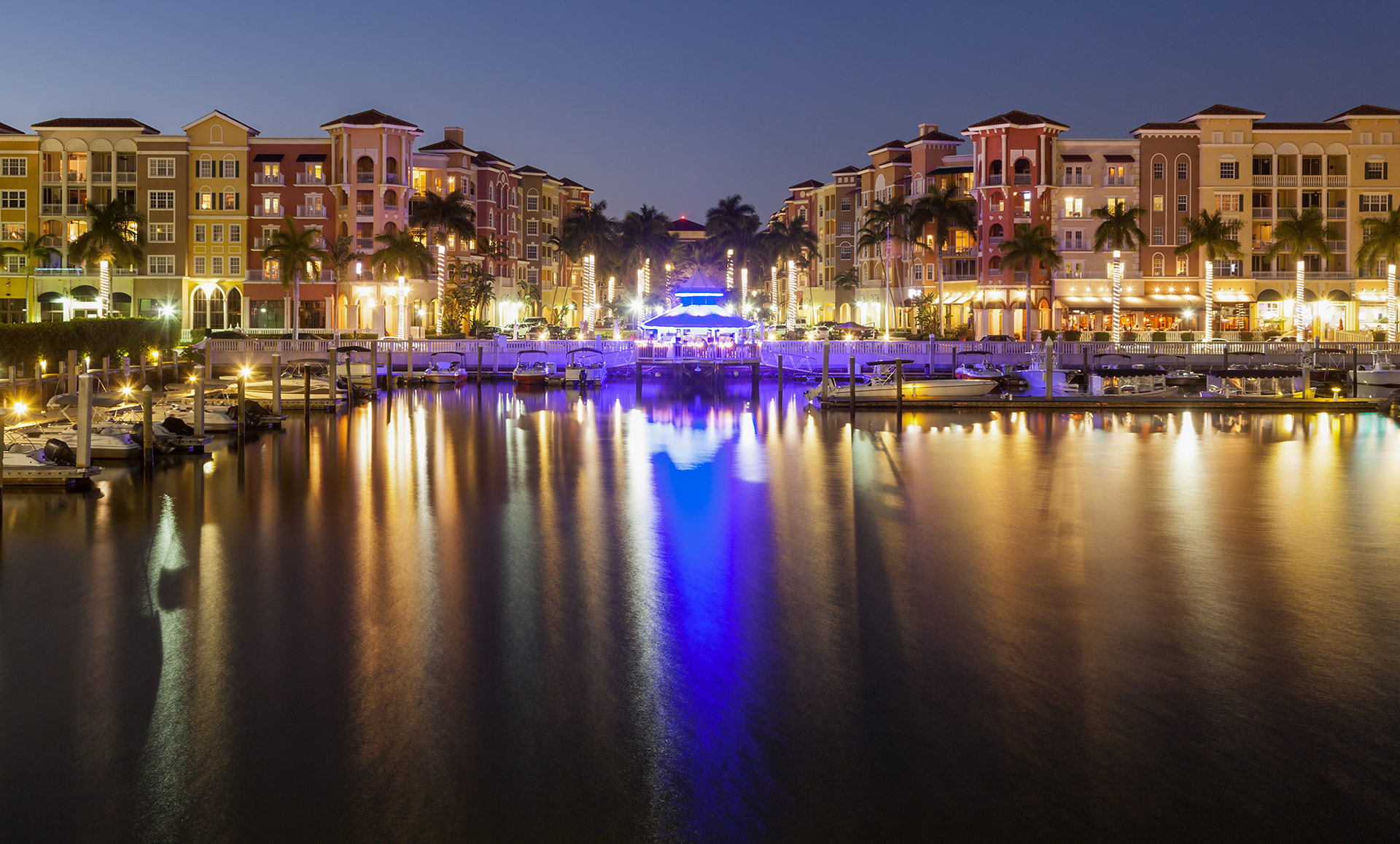 Naples Florida illuminated at night